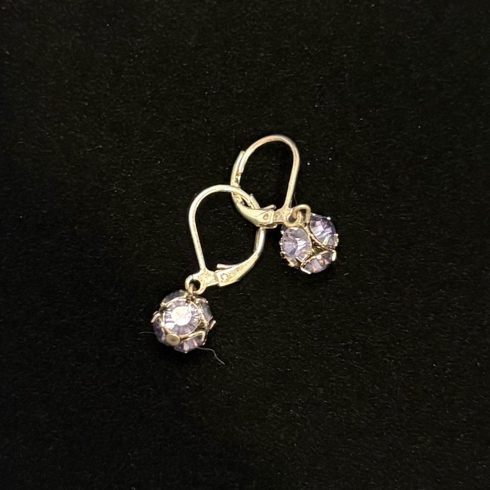 Silver and Purple Crystal Earrings